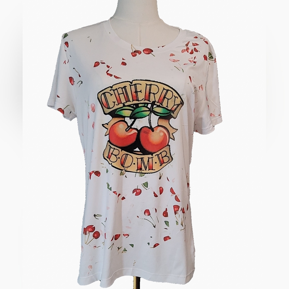 Rare‎ Champion White Cherry Bomb Graphic Tee Size L